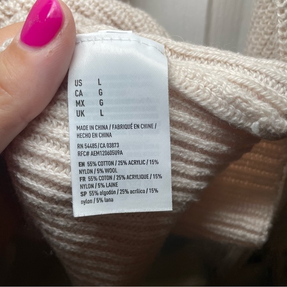 American Eagle Outfitters Cream Sweater With Lace Up Detail Down Sleeves Size Lg - Picture 4 of 6